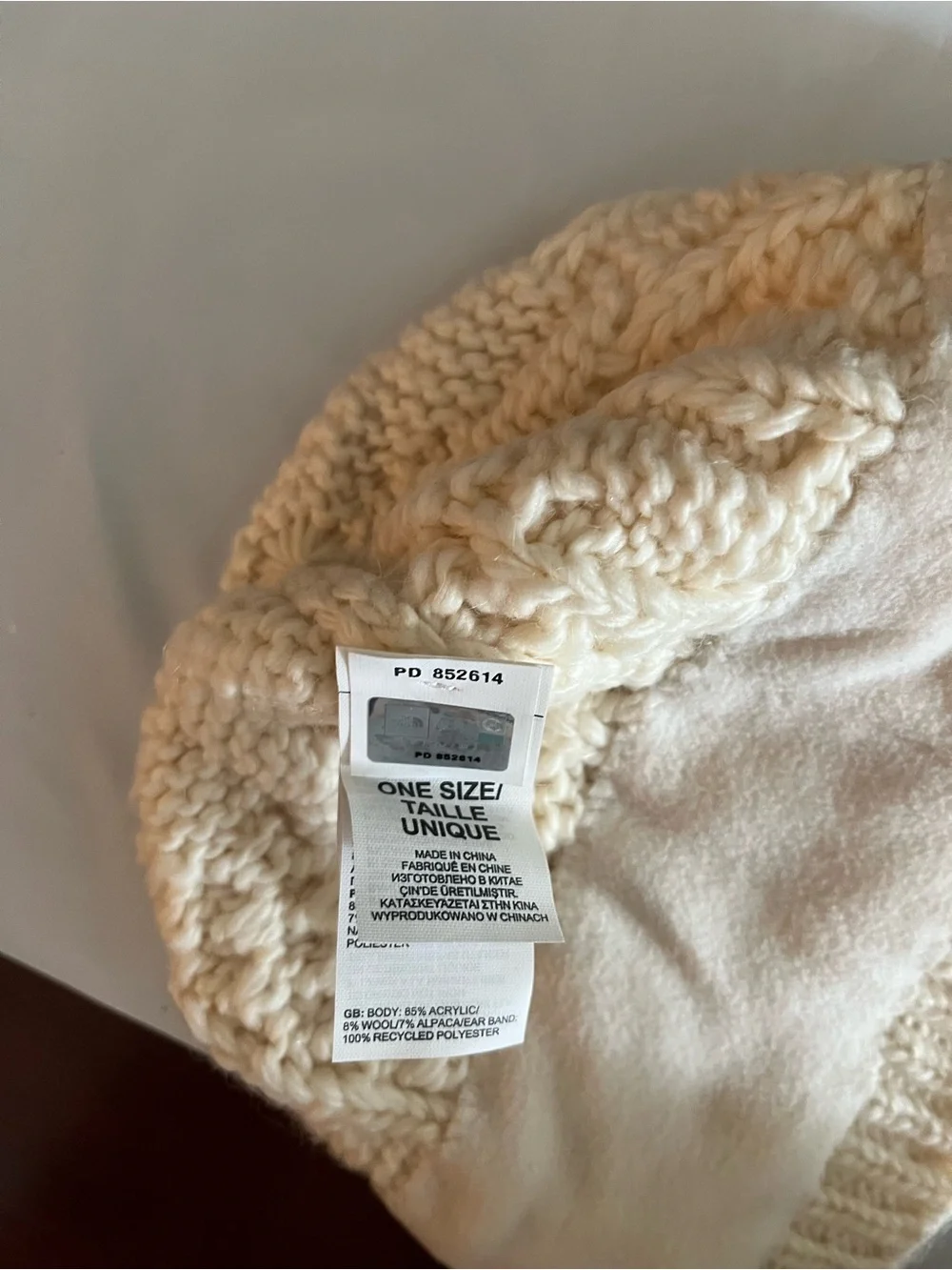 The North Face Cream Cable Knit Beanie